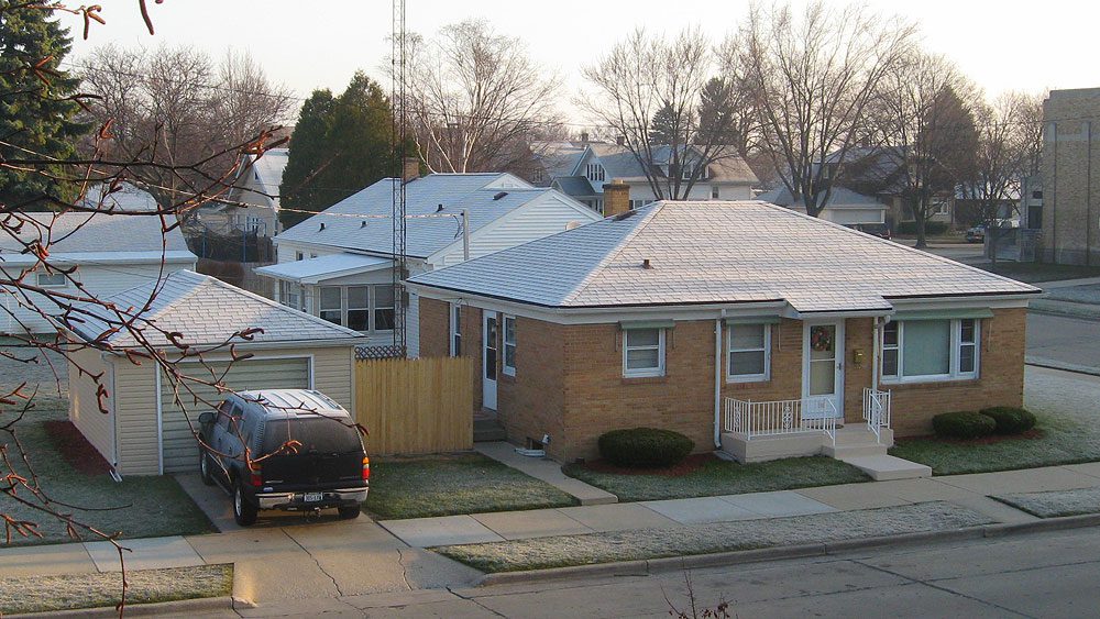 Frosty rooftop in Racine, WI at the end of March, 2010