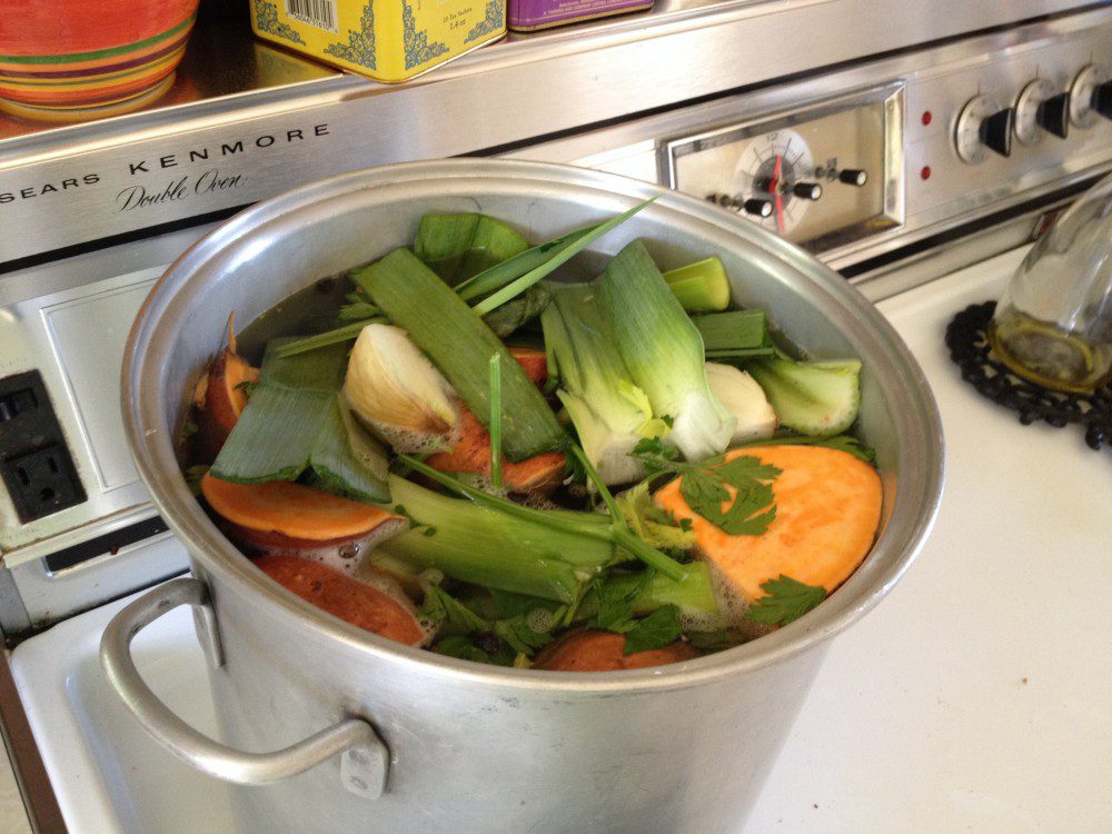 stock pot cooking Miracle Broth recipe during chemotherapy