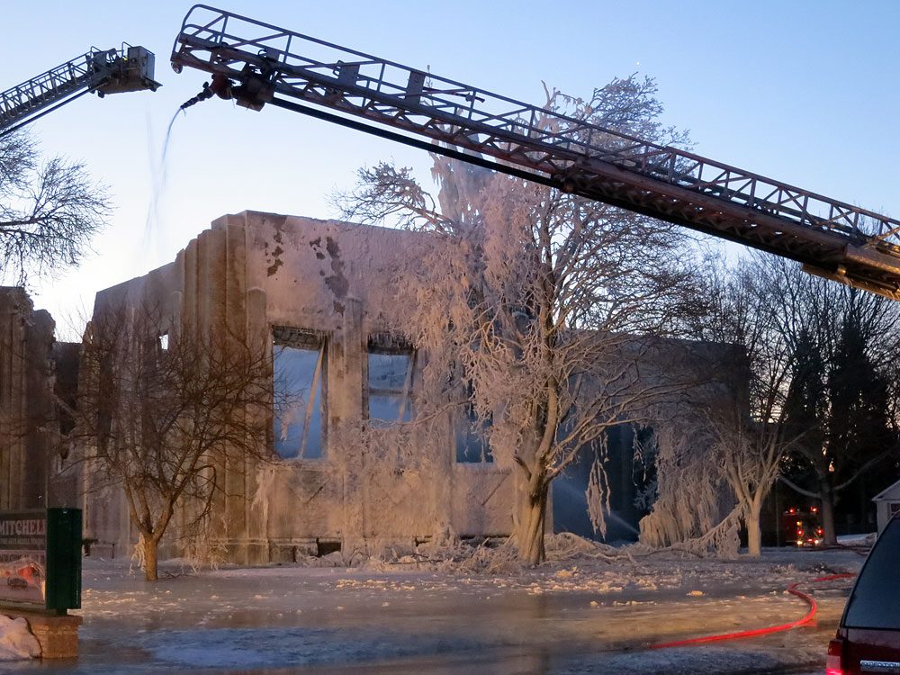 Fire damage at Mitchell School in Racine, Wisconsin on February 27. 2014 at 6:06 a.m.