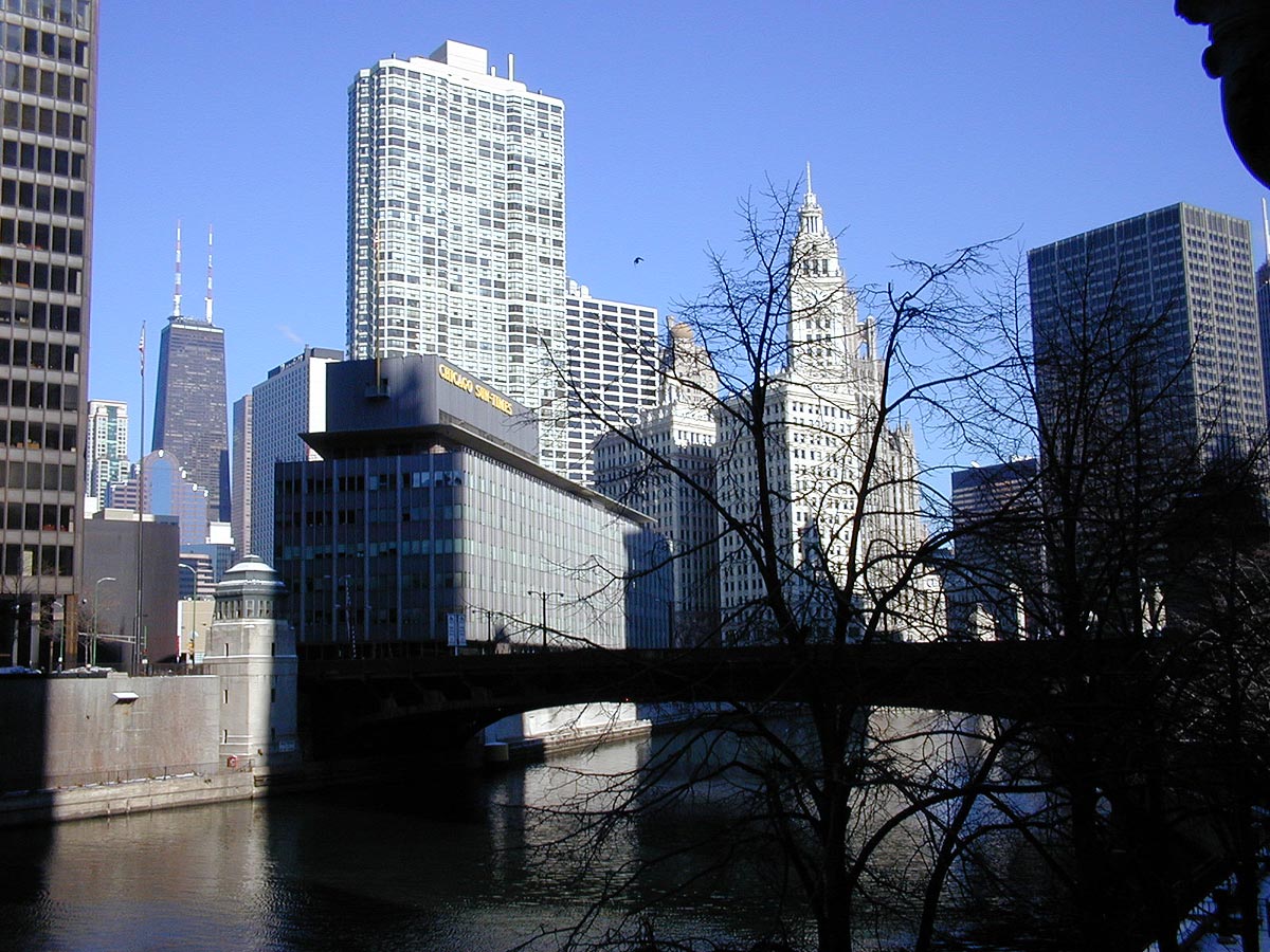 Chicago Sun-Times building and Wabash Ave. Bridge, Chicago, Illinois