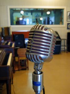 Elvis Presley's microphone, a Shure 55 model, at Sun Studio in Memphis, Tennessee
