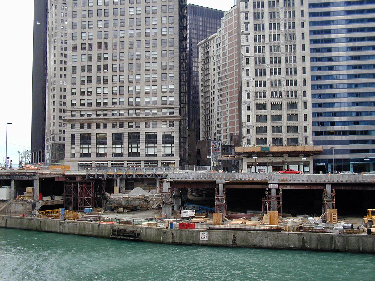 Construction work on Lower Wacker Drive, Chicago, Illinois