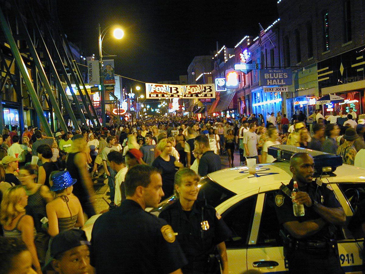Memphis Police Department officers on Beale St. in Memphis TN, July 4, 1999
