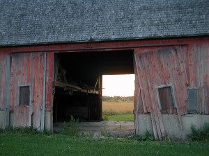 Old wooden barn in Kenosha County, Wisconsin