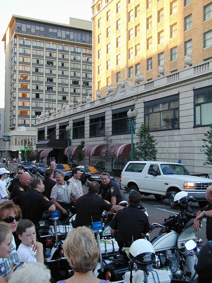 Outside Peabody Hotel in Memphis Tennessee during Bill Clinton visit