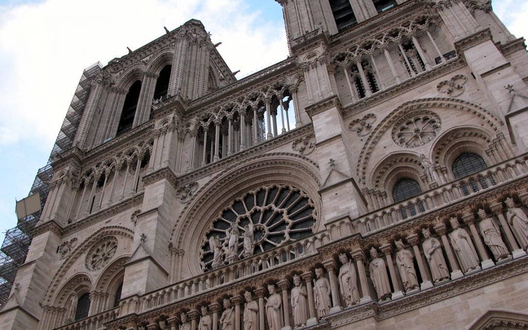 Cathedral: Notre Dame's west facade in Paris, France