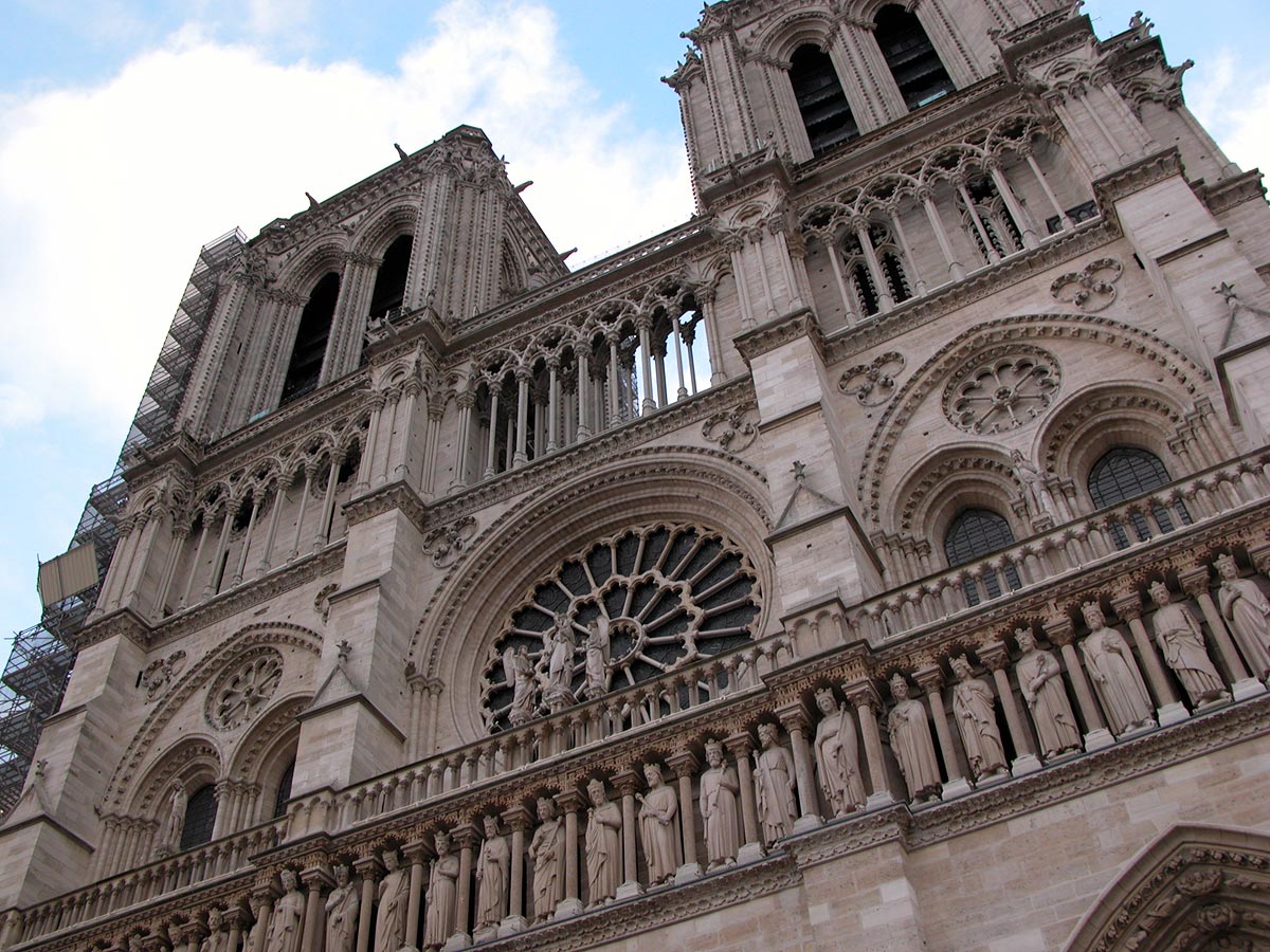 Cathedral: Notre Dame's west facade in Paris, France