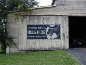 Mule-Hide roofing and shingles sign, Wilton, Wisconsin