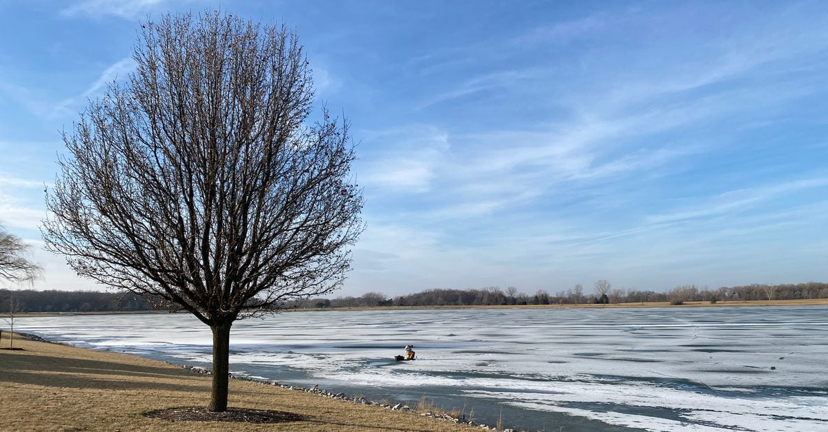 Ice fishing on Lake Andrea in Pleasant Prairie, Wisconsin, January 9, 2023