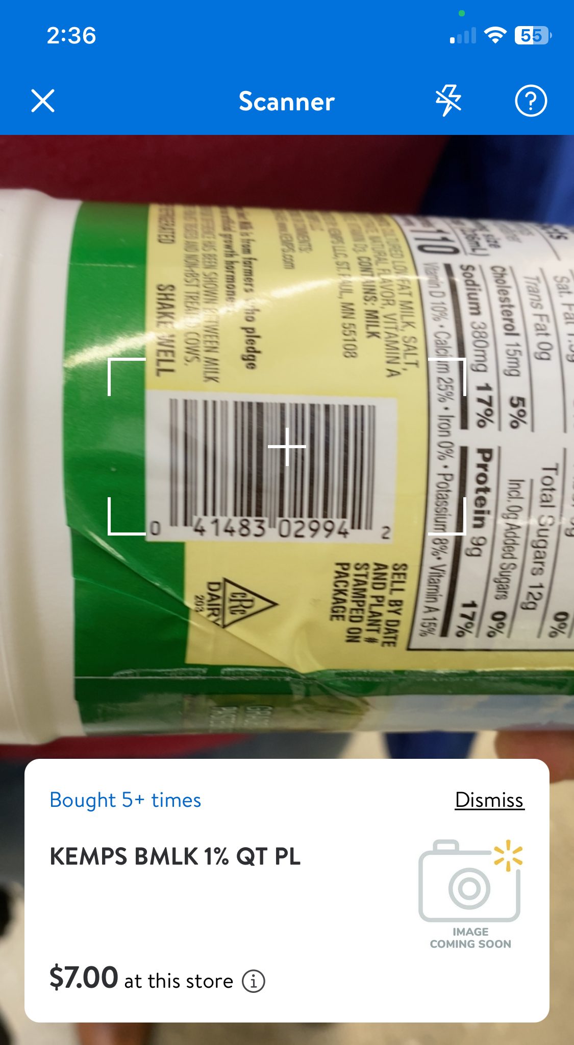 Walmart mobile app: Price scanner price check on a quart of buttermilk: $7