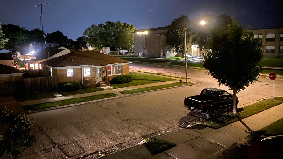 Racine, Wisconsin: evening view of Webster and Drexel in September, 2025