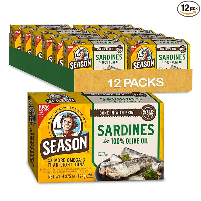 Season Sardines in Olive Oil, Bone-In with Skin