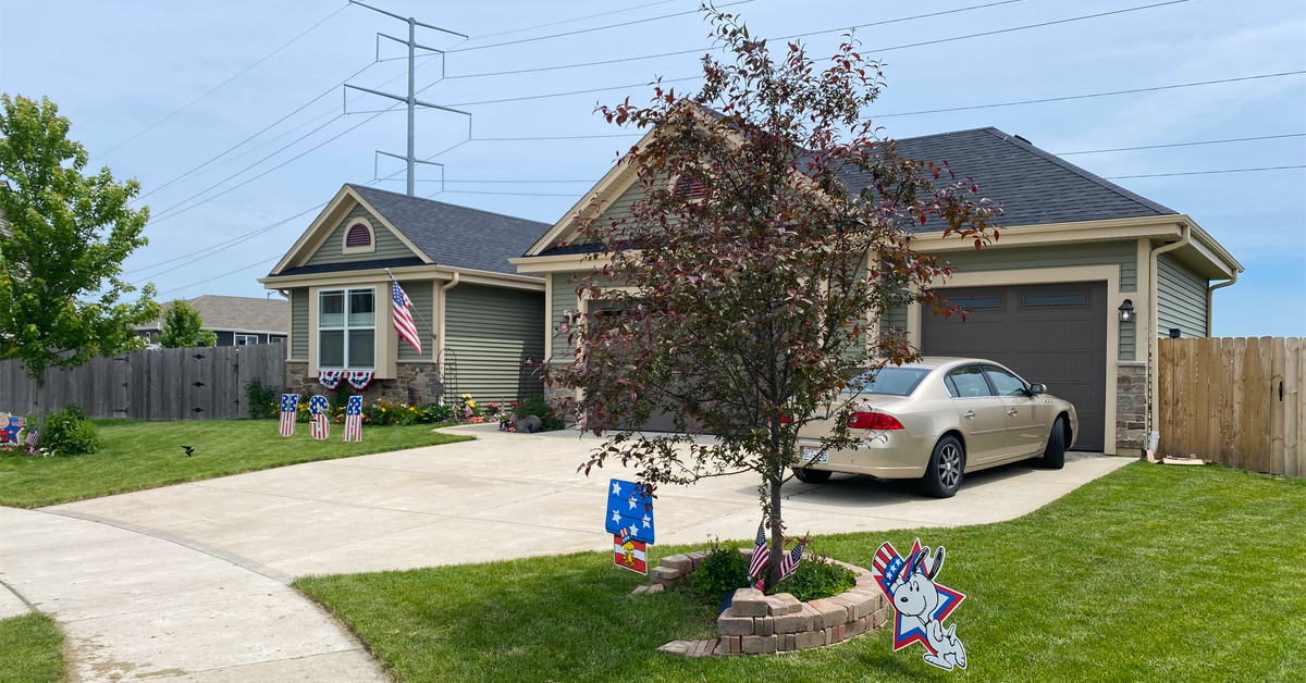 July 4 'Peanuts' decorations on a front lawn in Sturtevant, Wisconsin
